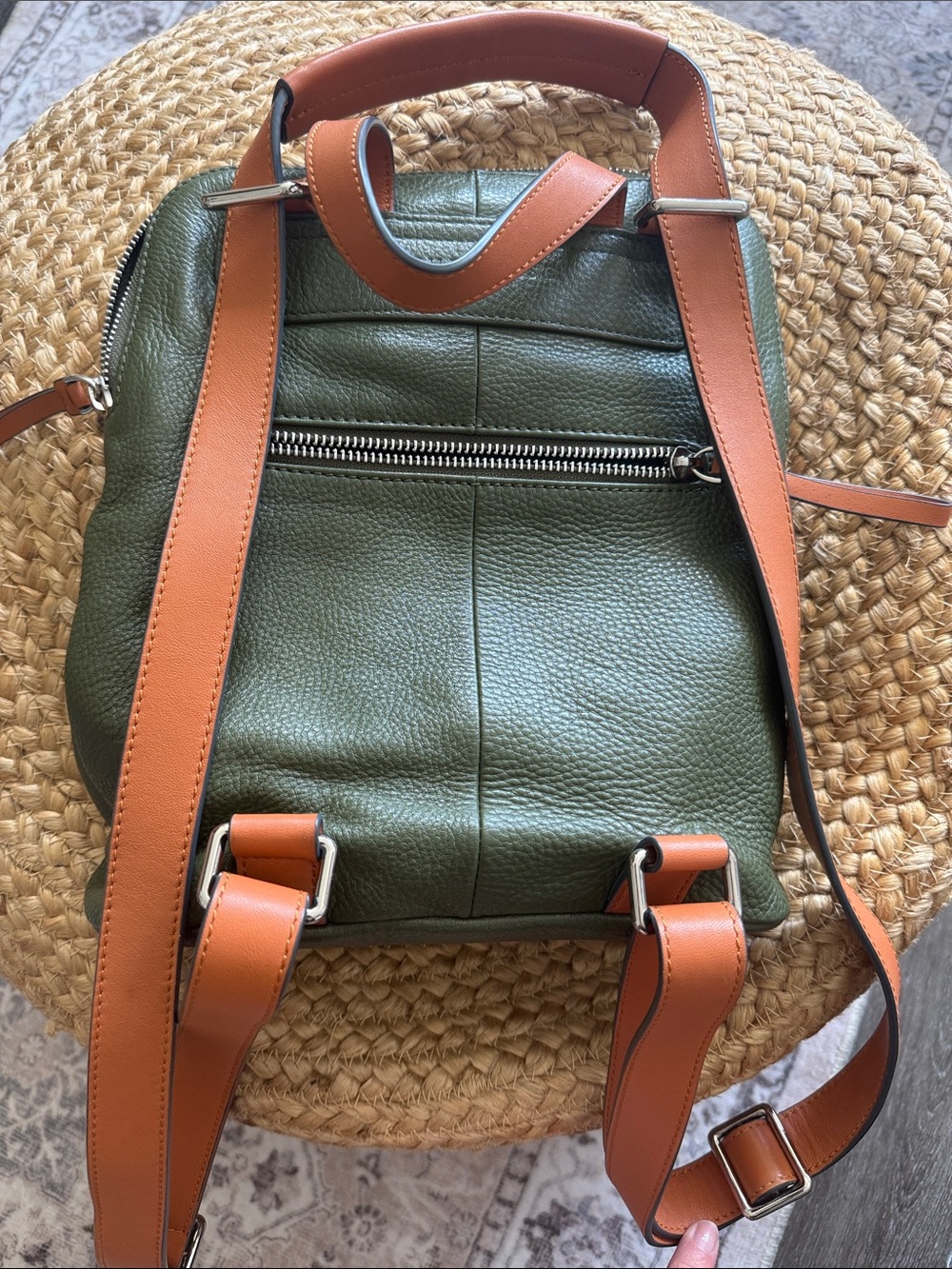 The Horse Olive Green Leather Backpack with Tan Straps - Picture 14 of 14